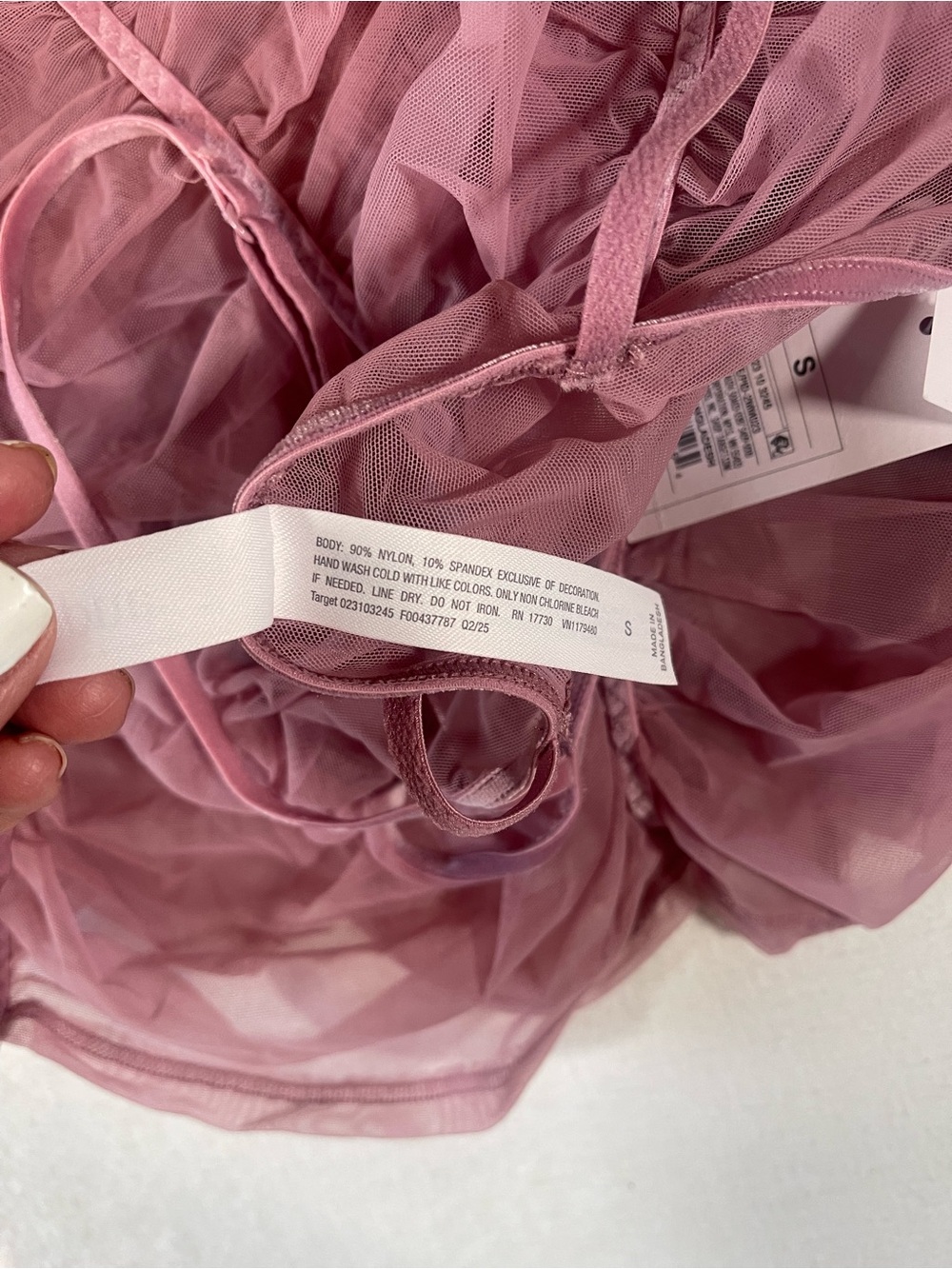 Auden Women’s Sheer Ruched Spaghetti Strap Chemise Sleepwear Mauve Size S -NWT - Picture 6 of 9